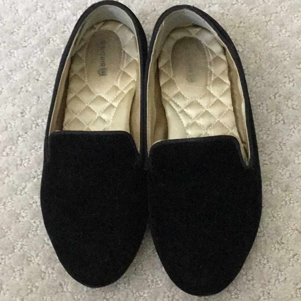 Women’s Birdies Black Velvet Slippers Moccasins Sz 7